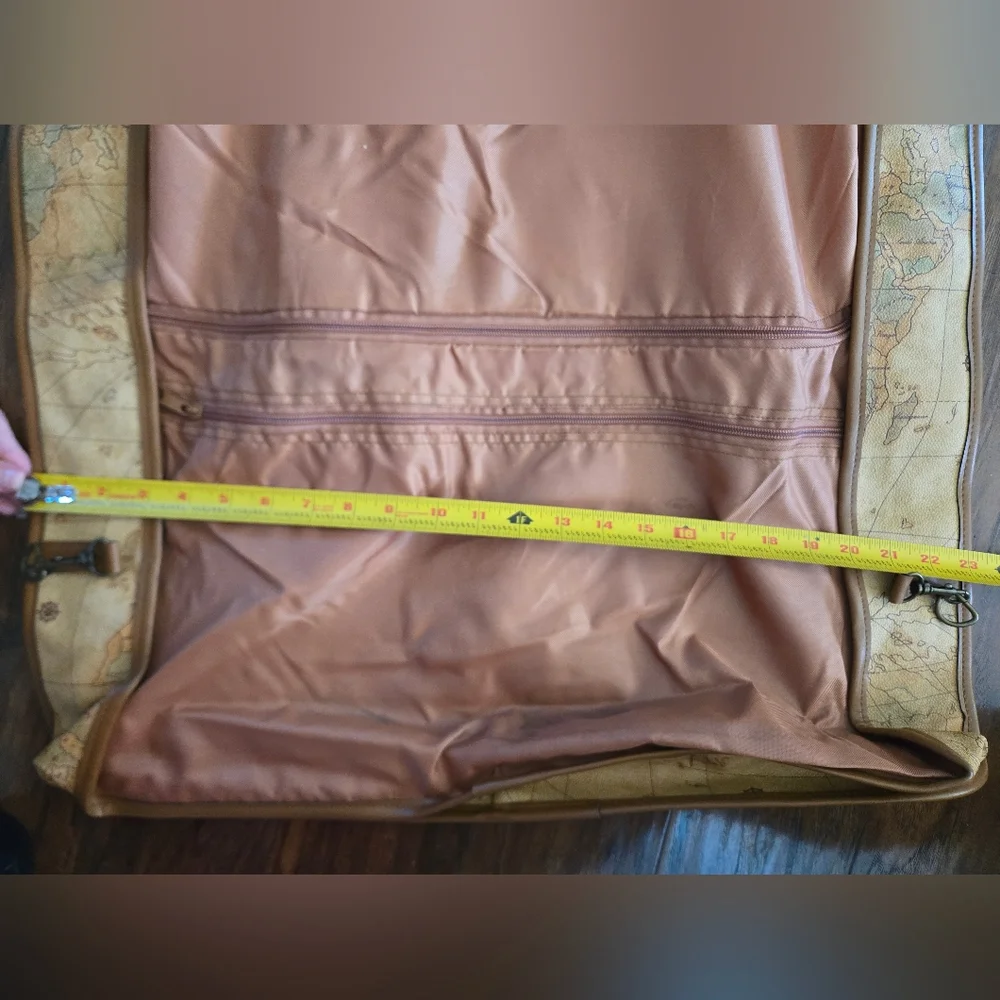 Vintage Brown Large Map Print Hanging Garment Bag